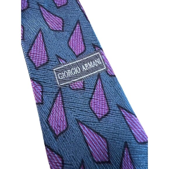 GIORGIO ARMANI CRAVATTE ITALY MEN'S LUXURY SILK NECK TIE GEOMETRIC Designer - Picture 3 of 4